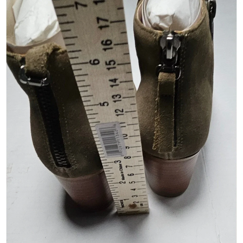 Sole‎ Society River Army Cow Suede Ankle Booties Side Zip Block Heel Womens 6.5M